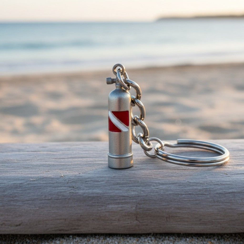 Scuba Tank Keychain with Dive Flag – Diver's Collection – Pewter