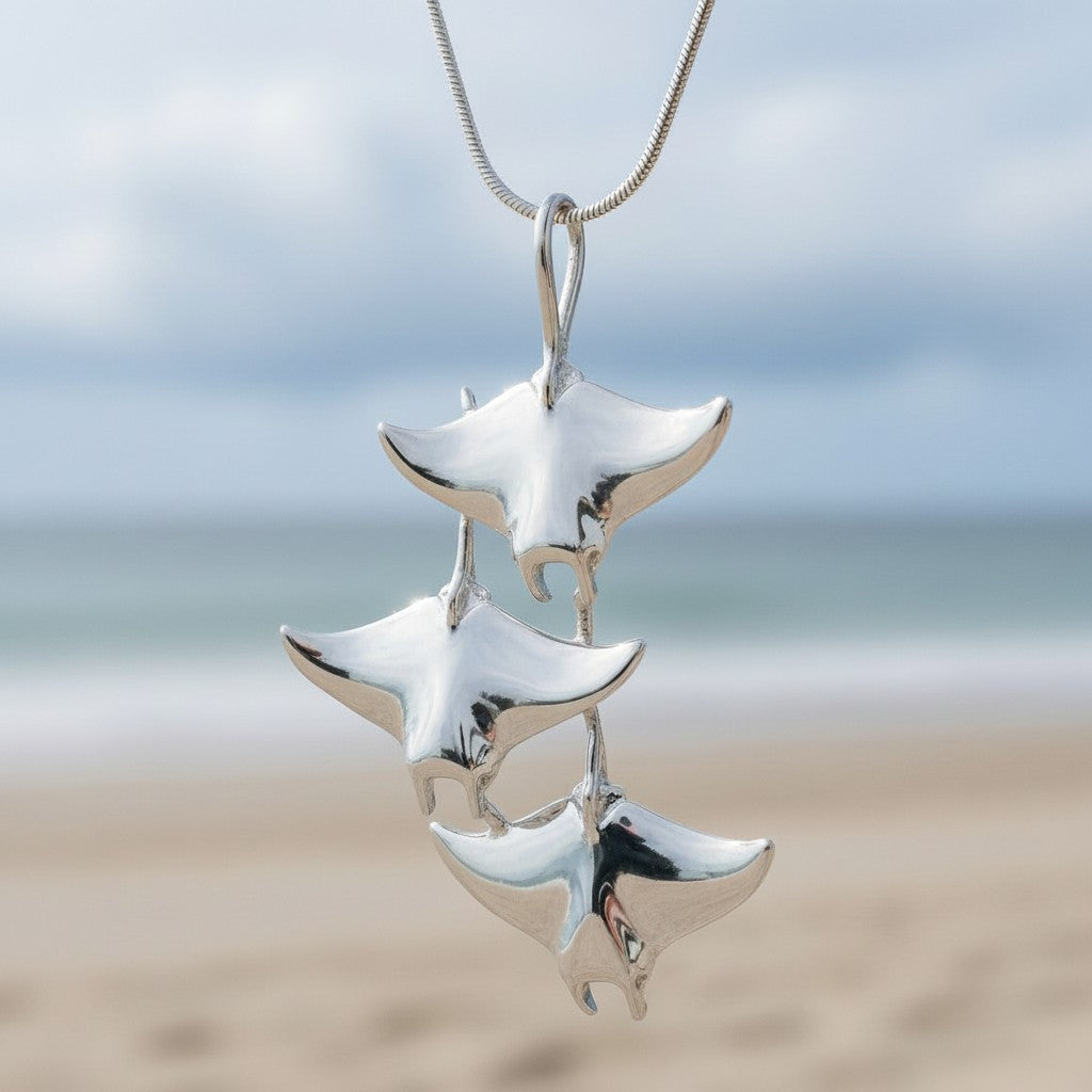 Manta Ray Necklace – Ocean in Motion Collection – Sterling Silver