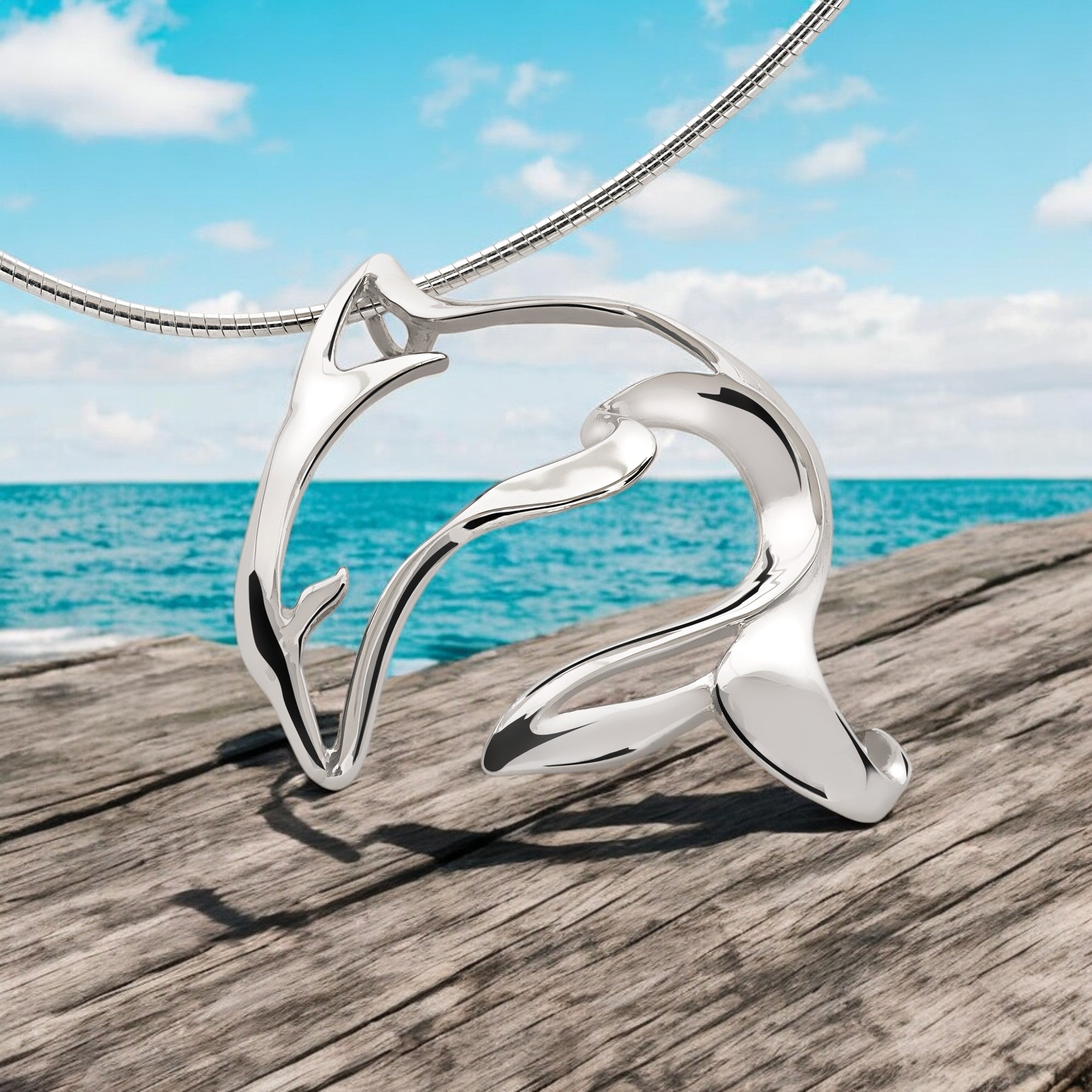 Silver dolphin pendant deals