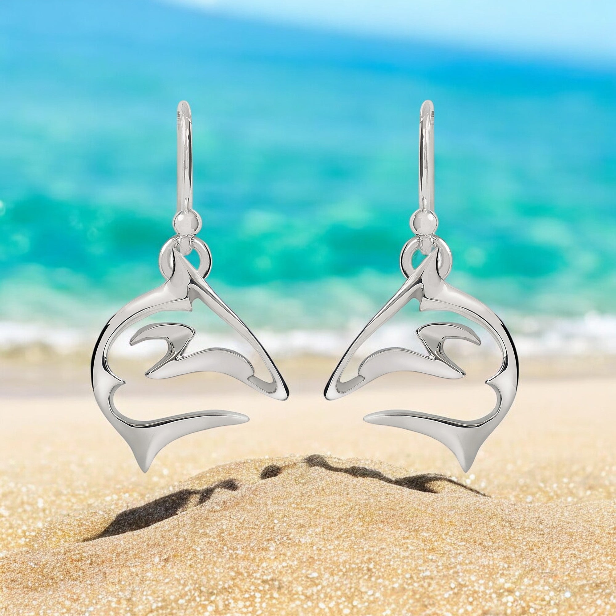 Shark Earrings for Women Sterling Silver Shark Drop Earrings Sterlin Big Blue by Roland St John