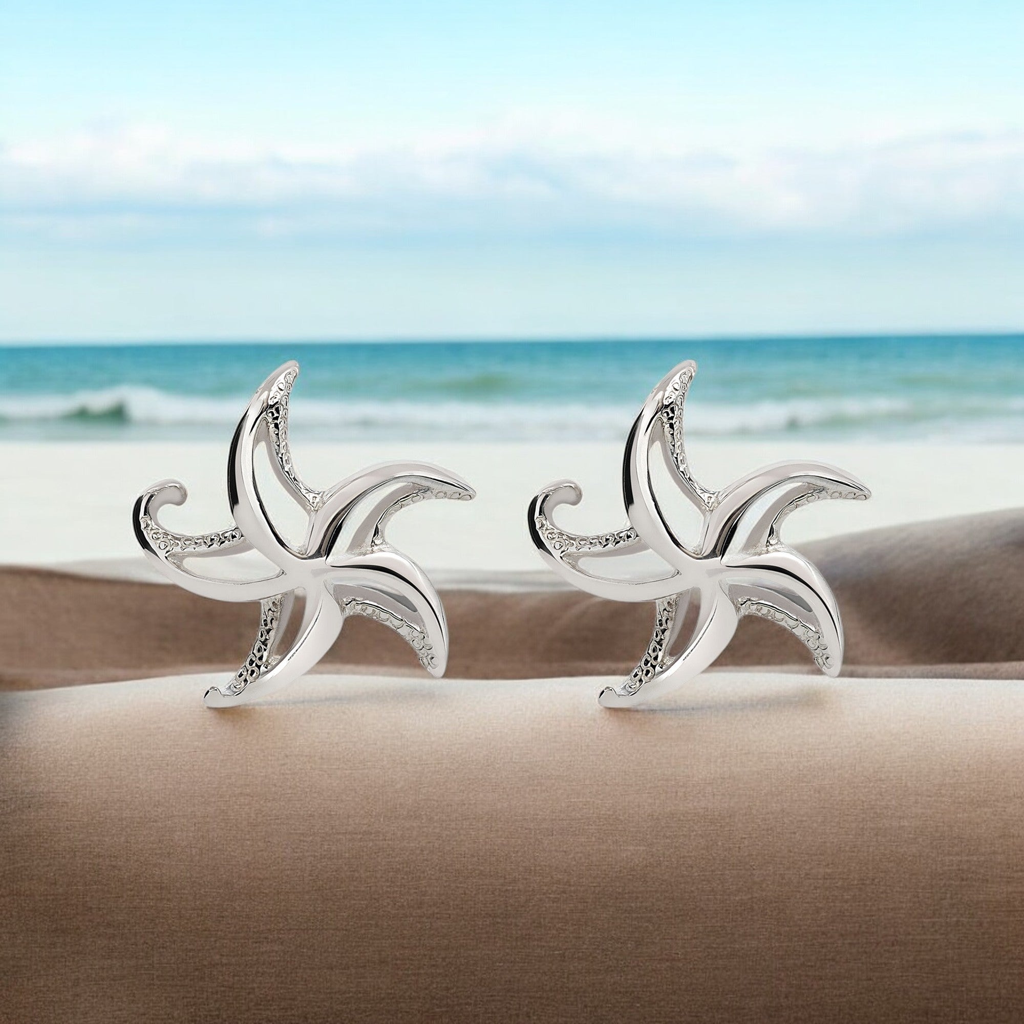 Small Polished Starfish Stud Earrings Sterling Silver Small Polished Starfish Stud Earrings Sterling Silver