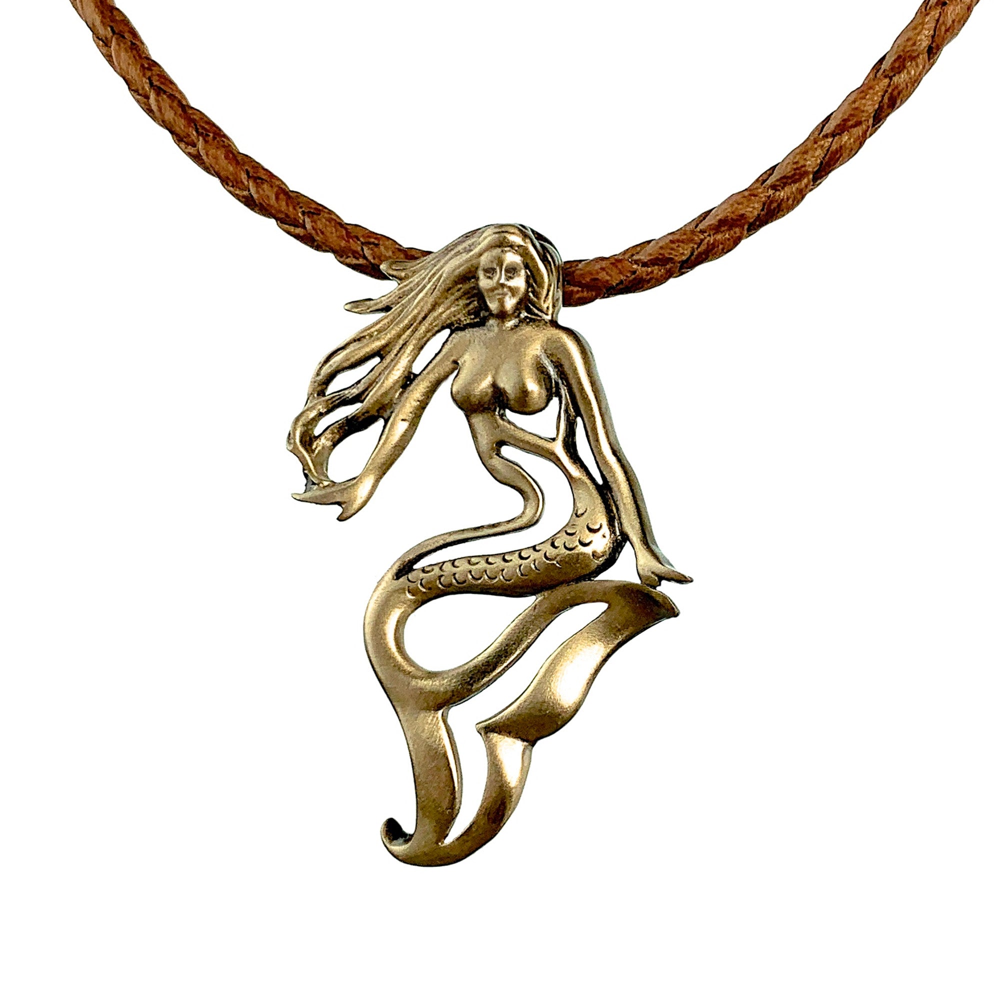 Mermaid Jewelry for Women Solid Bronze- Mermaid Necklaces for Women | Mermaid Gifts for Adults, Solid Bronze Mermaid Necklace | Little Mermaid Gift