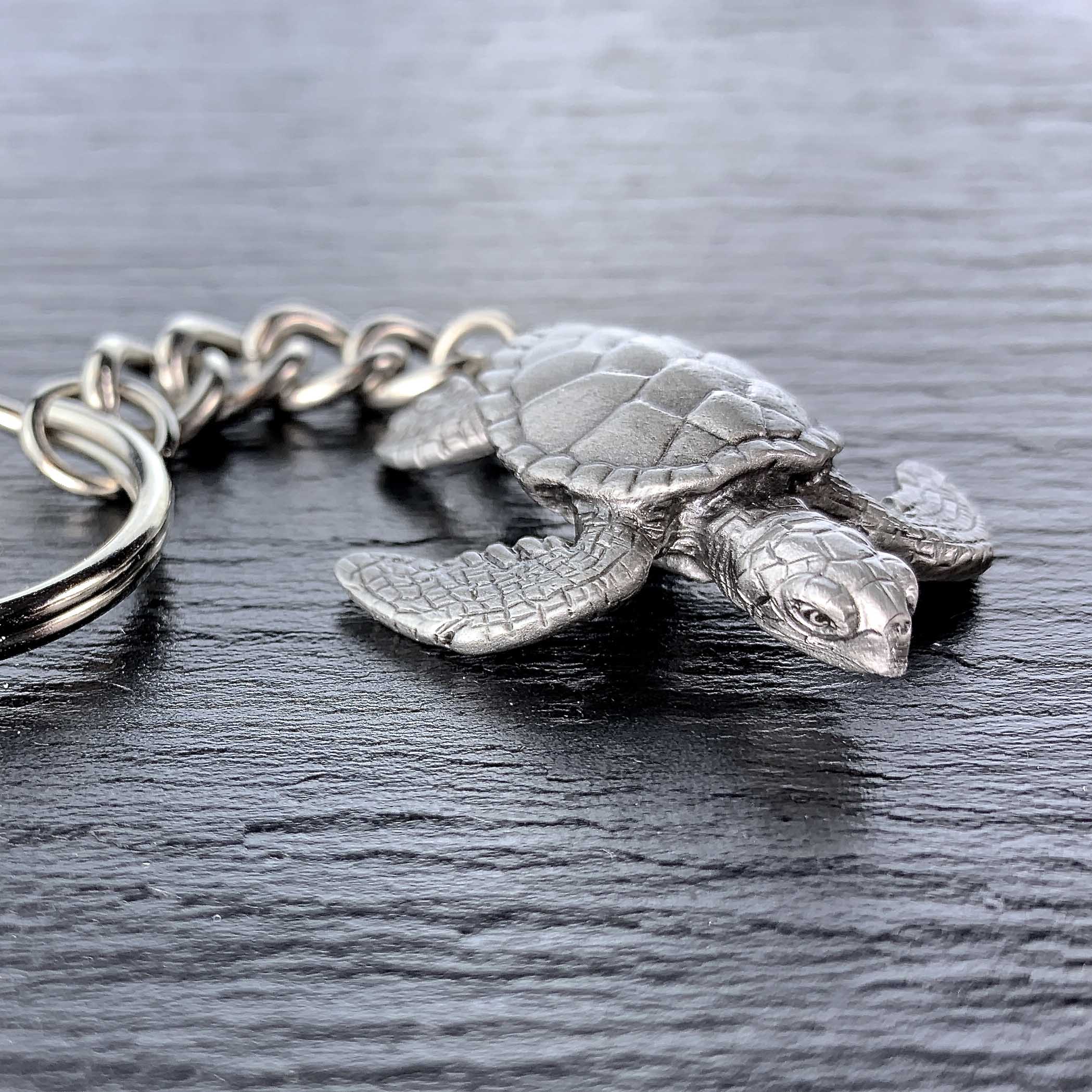 Turtle Keychain for Men and Women- Sea Turtle Key Fob, Gift for Turtle –  Big Blue by Roland St John