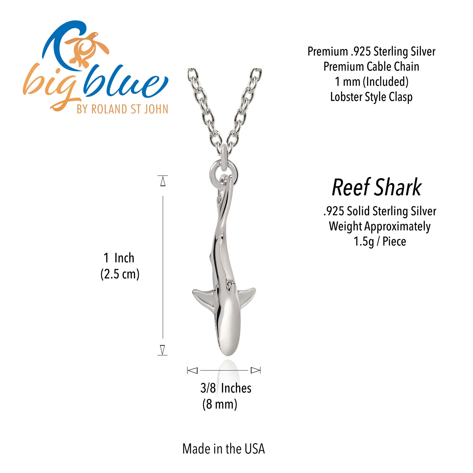 Shark Charm Sterling Silver - Made in the USA Shark Charm Sterling Silver - Made in the USA
