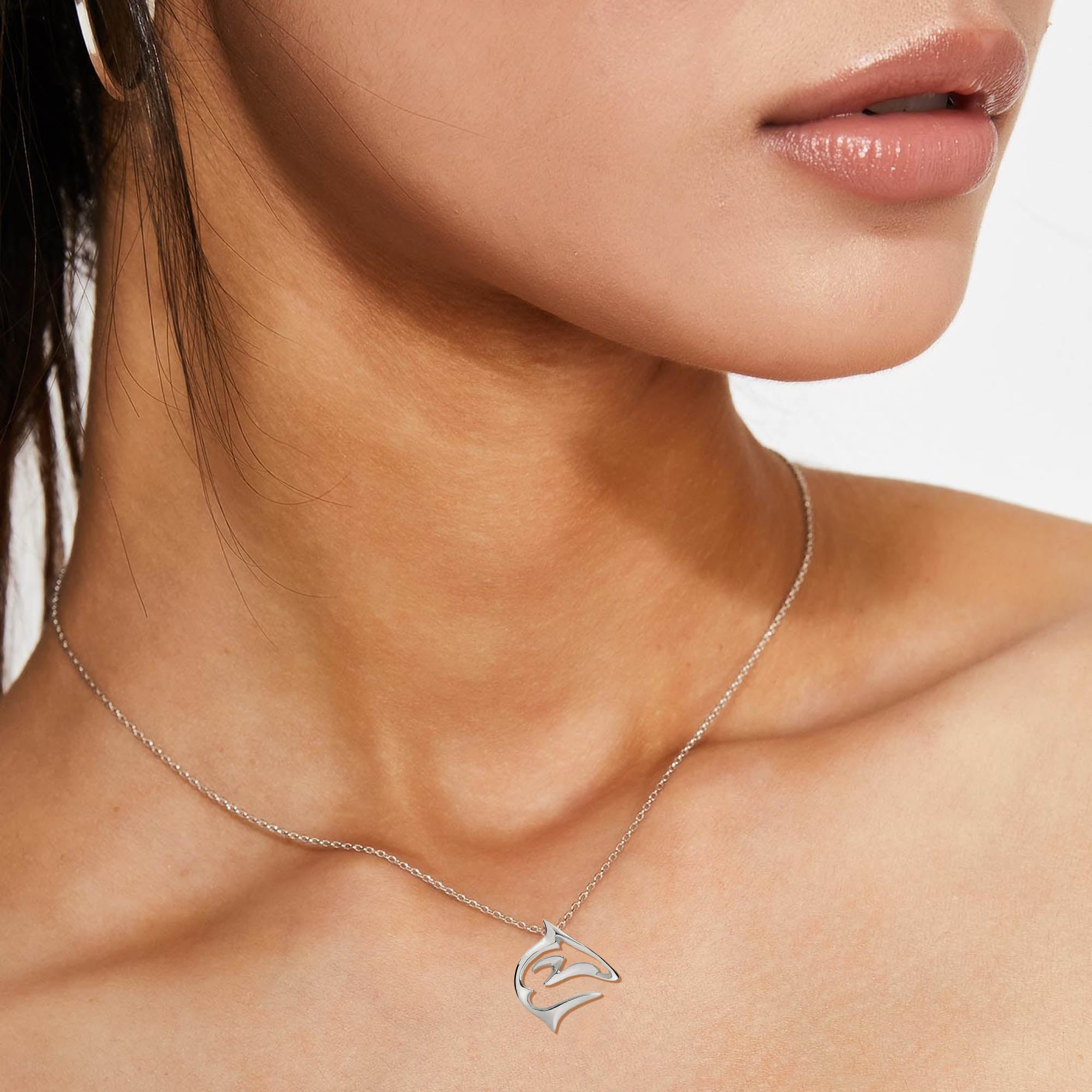 Shark Necklace for Women Sterling Silver Shark Pendant Shark Jewelry Gifts for Shark Lovers Miniature Shark Pendant 18