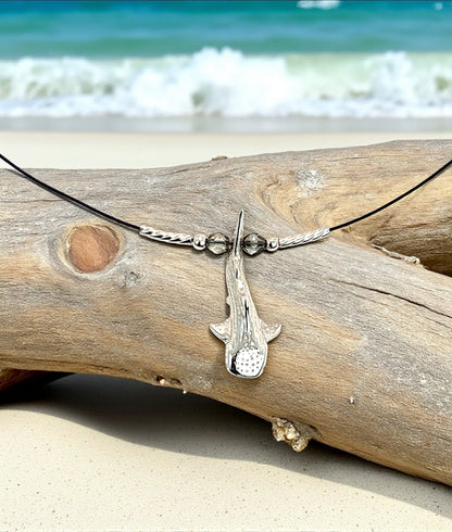 Mini Shark Choker Necklace –Whale Shark – Sterling Silver, on Cable Wire