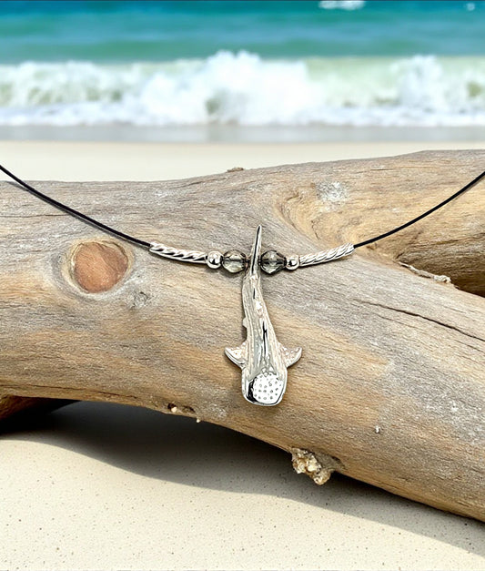 Mini Shark Choker Necklace –Whale Shark – Sterling Silver, on Cable Wire