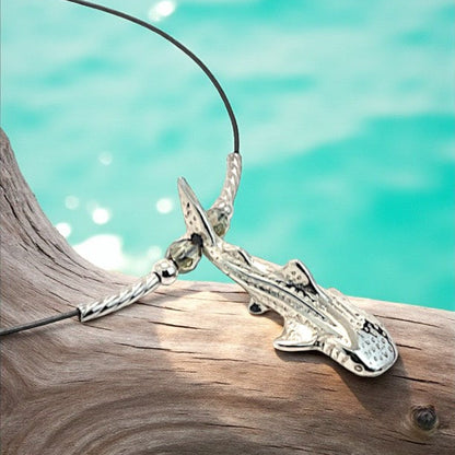 Mini Shark Choker Necklace –Whale Shark – Sterling Silver, on Cable Wire