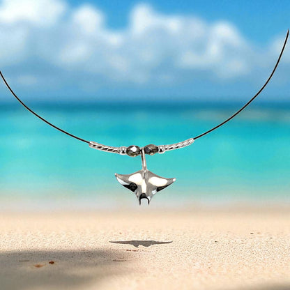 Miniature Manta Ray Choker Necklace – Sealife Collection – Sterling Silver