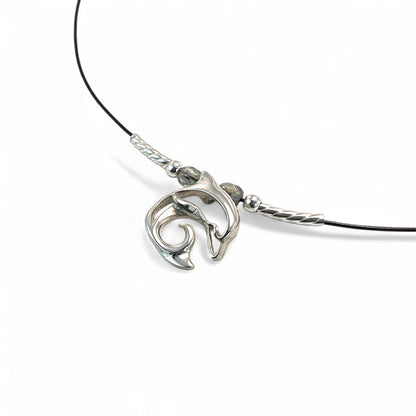 Choker Necklace with Dolphin Mini Pendant – “Flipper” – Sterling Silver
