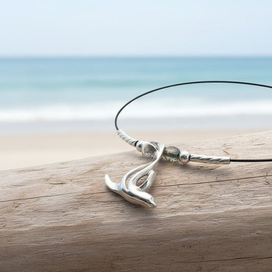 Choker Necklace with Sea Lion Mini Pendant – "Salty" – Sterling Silver - Big Blue