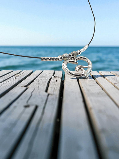 Ocean Wave Choker Necklace Sterling Silver — Ocean Wave Heart Collection - Sterling Silver