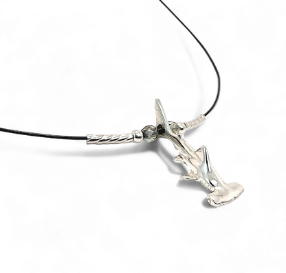 Mini Shark Choker Necklace – Hammerhead Shark – Sterling Silver, on Cable Wire