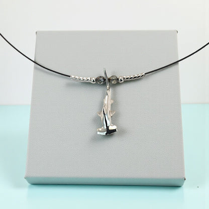 Mini Shark Choker Necklace – Hammerhead Shark – Sterling Silver, on Cable Wire