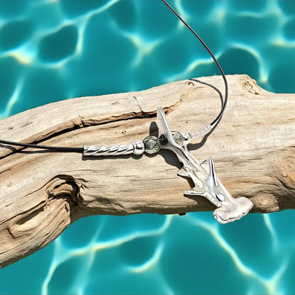 Mini Shark Choker Necklace – Hammerhead Shark – Sterling Silver, on Cable Wire