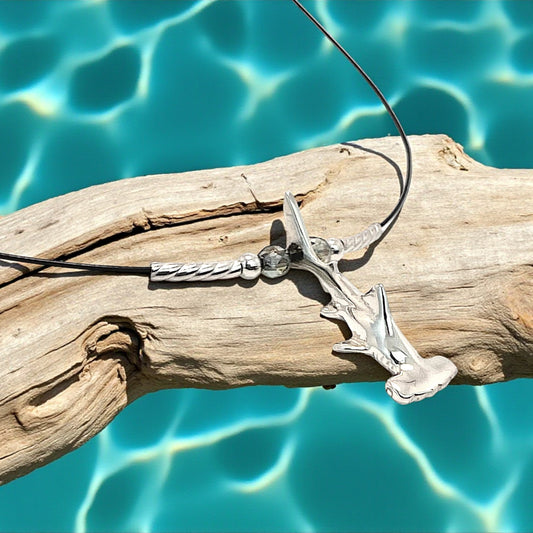 Mini Shark Choker Necklace – Hammerhead Shark – Sterling Silver, on Cable Wire