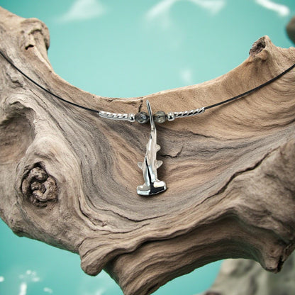 Mini Shark Choker Necklace – Hammerhead Shark – Sterling Silver, on Cable Wire