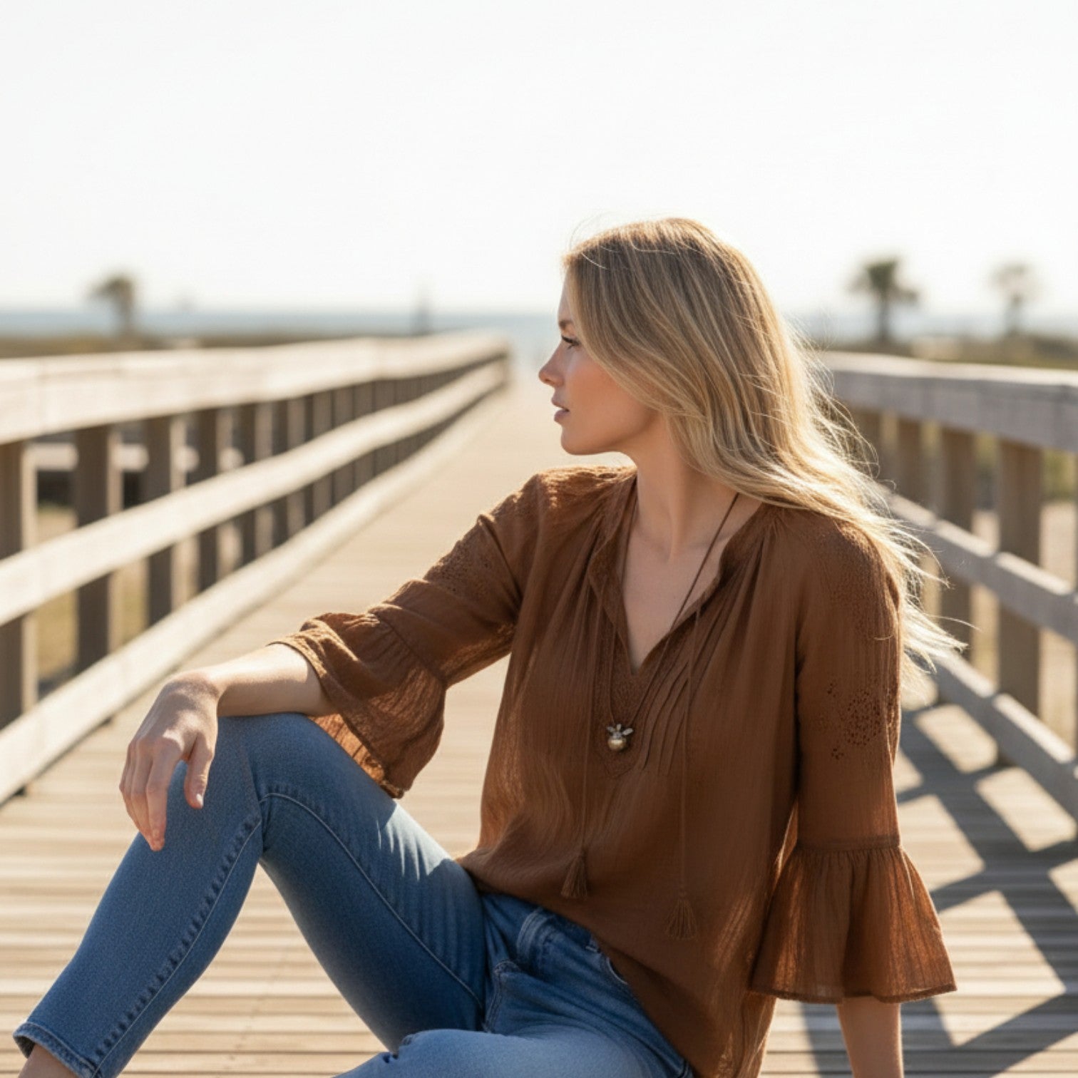 Baby Sea Turtle Necklace – "Hope" Hatchling – Bronze on Cord - Big Blue