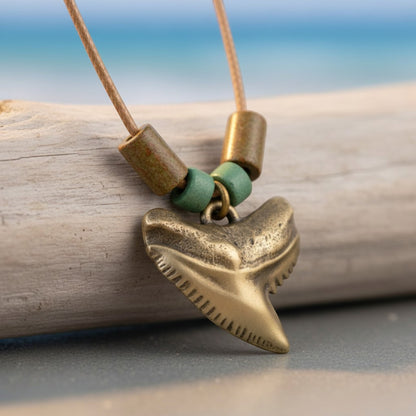 “Emma” Tiger Shark Tooth Necklace – Shoreline Collection - Bronze on Cord