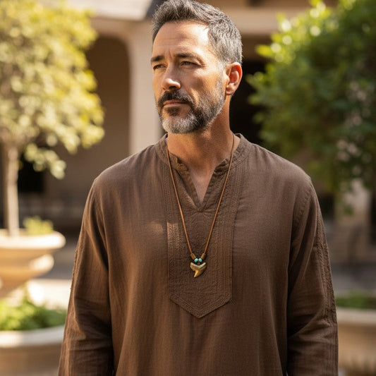 “Emma” Tiger Shark Tooth Necklace – Shoreline Collection - Bronze on Cord - Big Blue