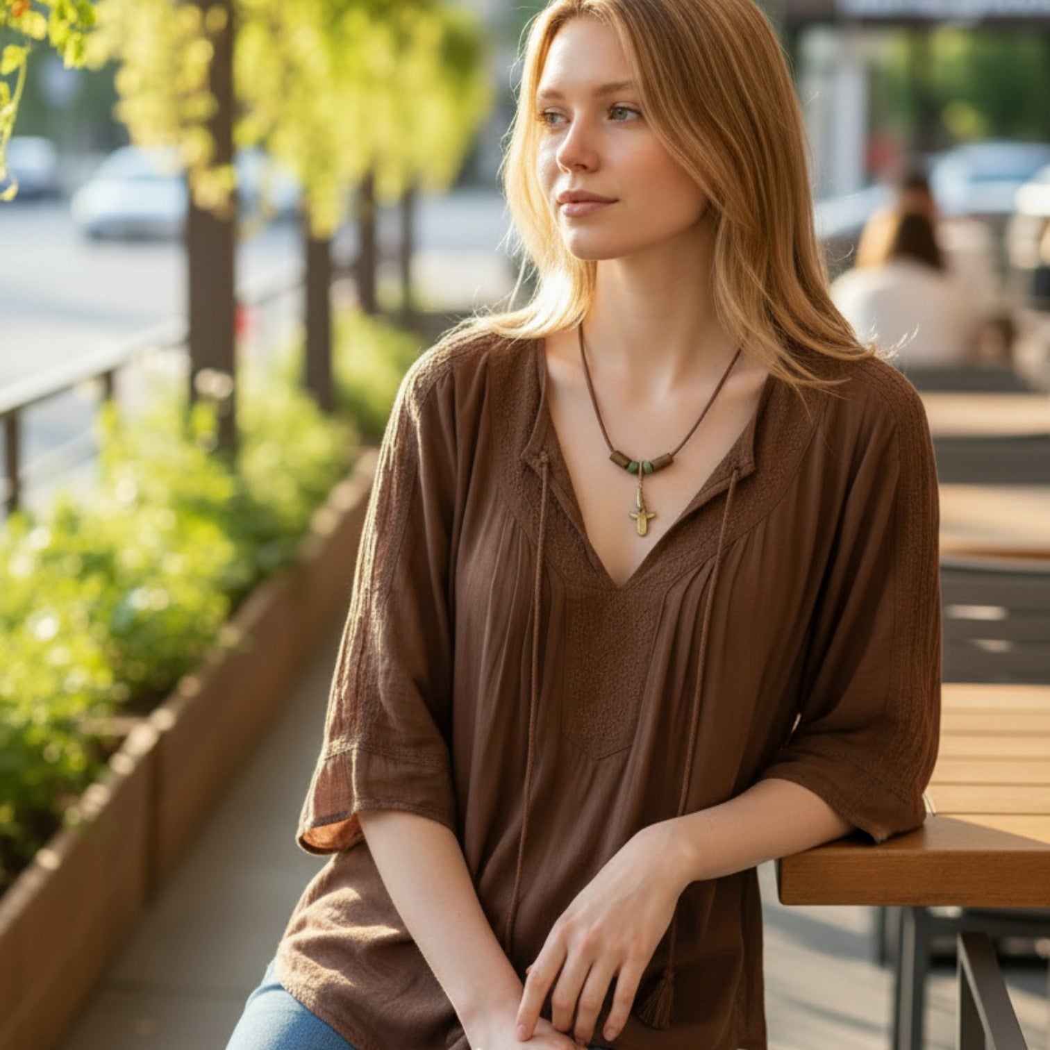 Large Reef Shark Necklace - Shoreline Collection - Bronze on Cord - Big Blue