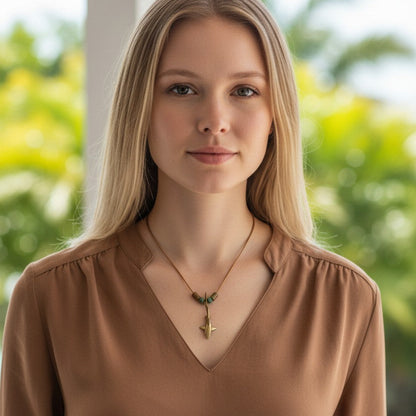 Large Reef Shark Necklace - Shoreline Collection - Bronze on Cord - Big Blue