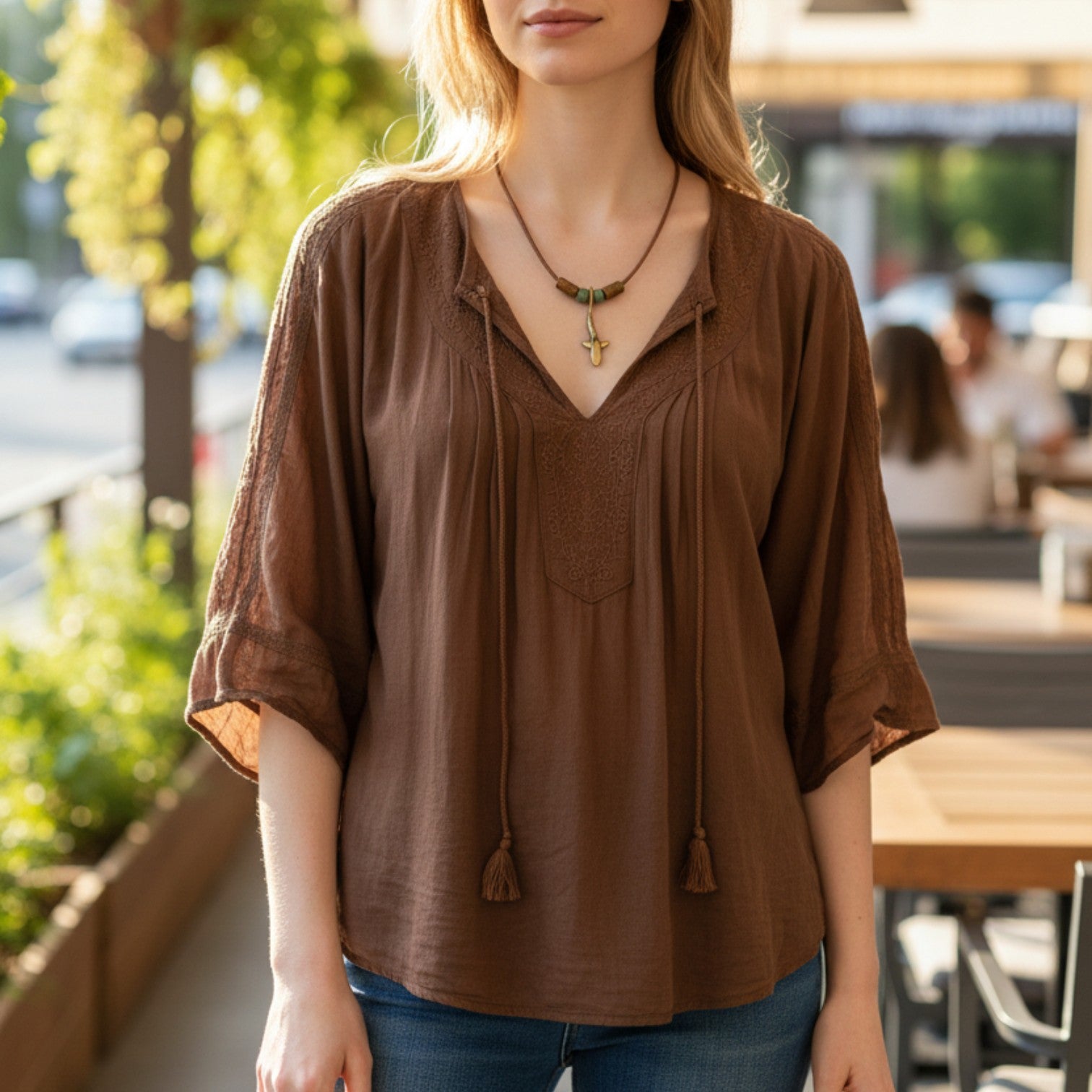 Large Reef Shark Necklace - Shoreline Collection - Bronze on Cord - Big Blue