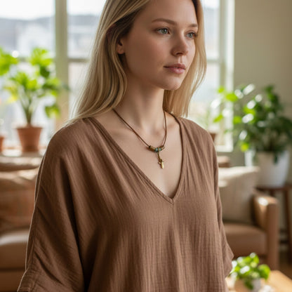 Medium Reef Shark Necklace - Shoreline Collection - Bronze on Cord - Big Blue