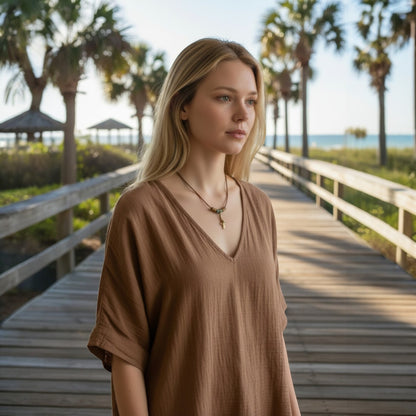 Medium Reef Shark Necklace - Shoreline Collection - Bronze on Cord