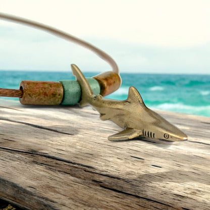 Shark Necklace for Men and Women Bronze- Bronze Reef Shark Necklace for Women, Bronze Reef Shark Necklace,Shark Jewelry - Big Blue
