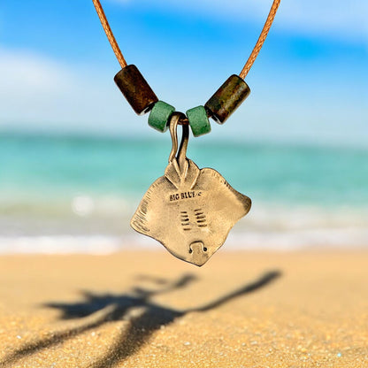 Stingray Necklace for Women Bronze- Stingray Pendant for Women, Stingray Jewelry, Stingray Pendant, Scuba Diving Jewelry, Bronze Jewelry - Big Blue
