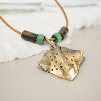 Stingray Necklace for Women Bronze- Stingray Pendant for Women, Stingray Jewelry, Stingray Pendant, Scuba Diving Jewelry, Bronze Jewelry - Big Blue