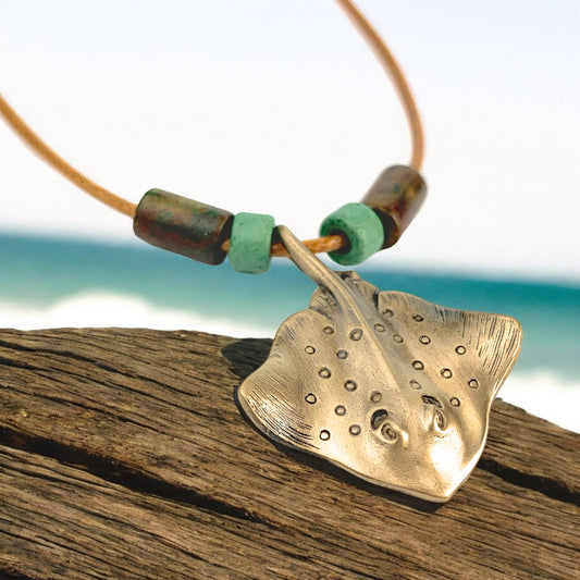 Stingray Necklace for Women Bronze- Stingray Pendant for Women, Stingray Jewelry, Stingray Pendant, Scuba Diving Jewelry, Bronze Jewelry - Big Blue