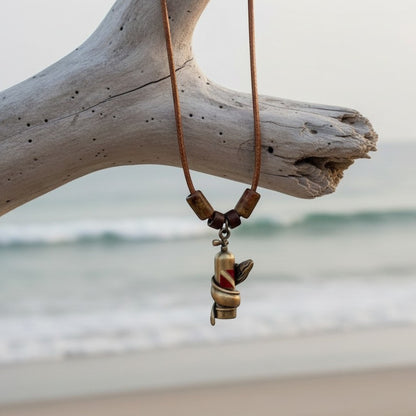 Moray Eel & Scuba Tank Necklace – Shoreline Collection -  Bronze on Braided Cotton Cord