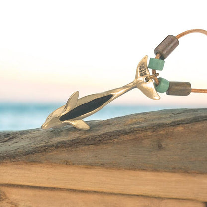 Dolphin Necklace With Beads – Shoreline Collection - Bronze - Big Blue