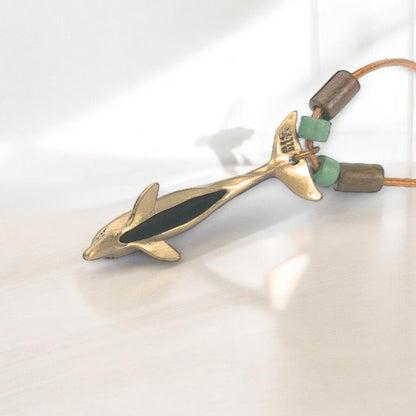Dolphin Necklace for Women- Bronze Dolphin Pendant, Boho Dolphin Necklace, Bronze Dolphin Jewelry for Women, Boho Jewelry for Women, Beachy Necklaces - Big Blue