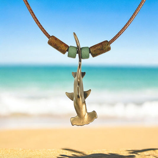 Shark Necklace for Men and Women- Bronze Hammerhead Shark Pendant for Men and Women, Shark Jewelry for Women, Gifts for Shark Lovers, Sea Life Jewelry - Big Blue