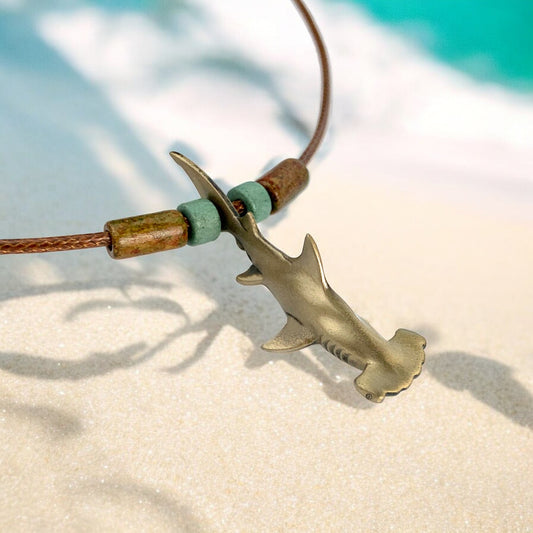 Shark Necklace for Men and Women- Bronze Hammerhead Shark Pendant for Men and Women, Shark Jewelry for Women, Gifts for Shark Lovers, Sea Life Jewelry - Big Blue