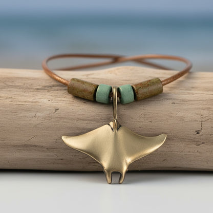 Realistic Manta Ray Necklace – Shoreline Collection – Bronze - Big Blue