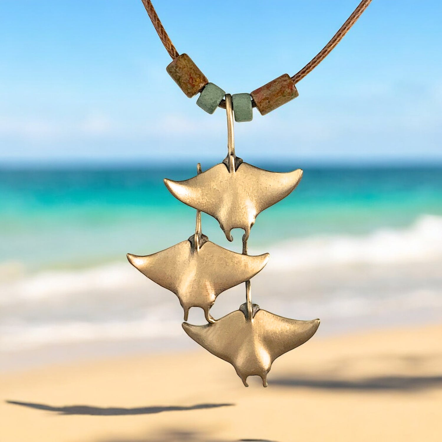 Manta Ray Necklace Antique Bronze- Stingray Jewelry, Manta Ray Pendant, Scuba Diving Jewelry, Ocean Inspired Bronze Jewelry - Big Blue