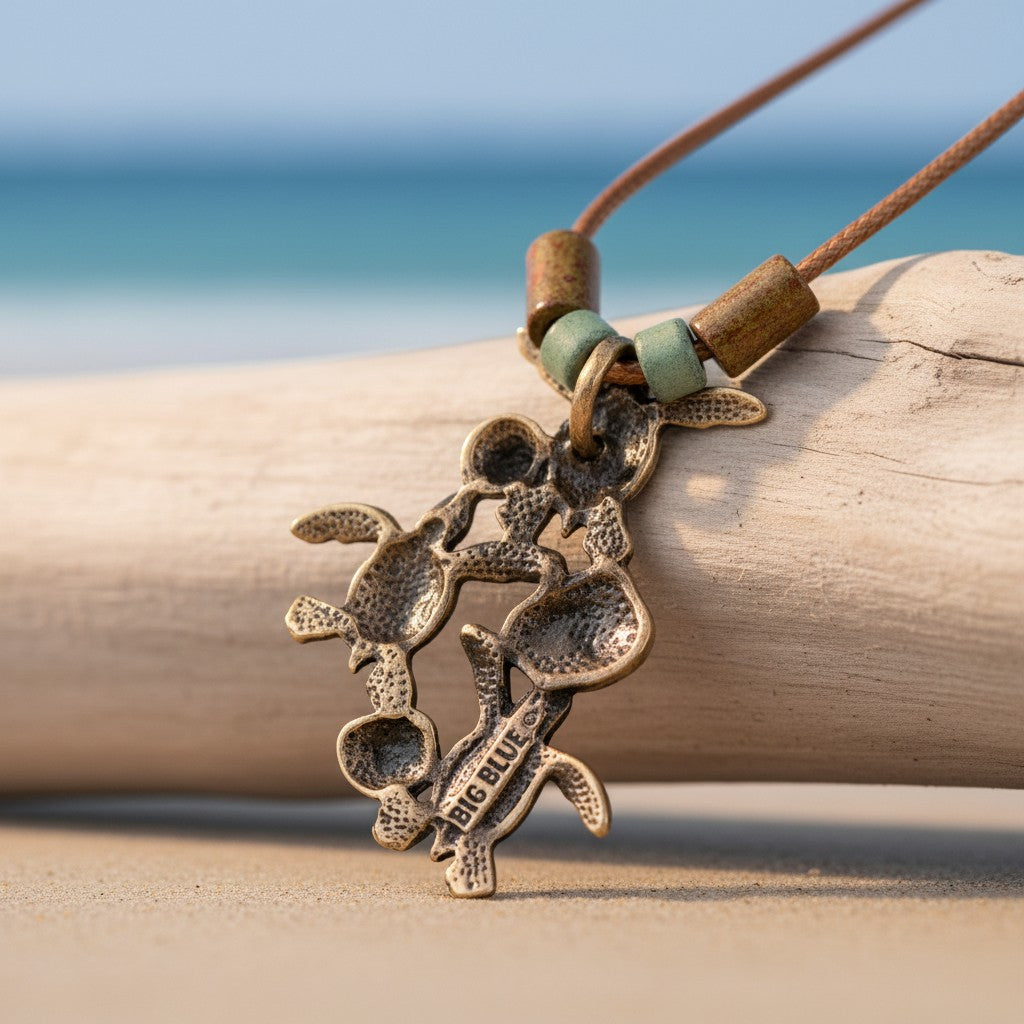 Baby Sea Turtle Hatchling Necklace - Shoreline Collection - Bronze - Big Blue
