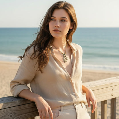 Baby Sea Turtle Hatchling Necklace - Shoreline Collection - Bronze - Big Blue