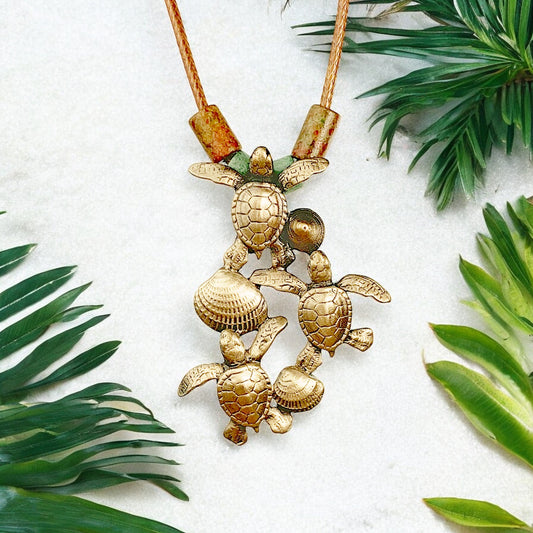 Turtle Necklace for Women Antique Bronze- Hatchling Sea Turtle Necklace for Women| Sea Turtle Pendant | Hatchling Charm | Unique Gift for Turtle Lover - Big Blue