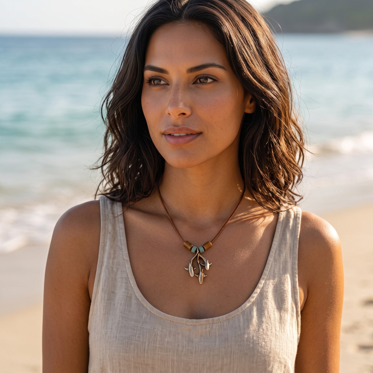 Grey Reef Sharks Trio Necklace – Shoreline Collection – Bronze - Big Blue