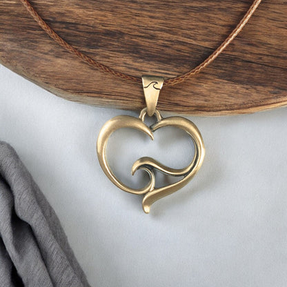 Ocean Wave Necklace for Women - Heart of The Ocean Pendant, Ocean Lover Gifts, Sea Life Jewelry, Heart with Wave Necklace - Big Blue
