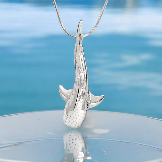 Whale Shark Necklace Charm for Women- Whale Shark Sterling Silver Jewelry, Shark Gifts for Shark Lovers, Scuba Diving Gifts, Scuba Diving Jewelry - Big Blue