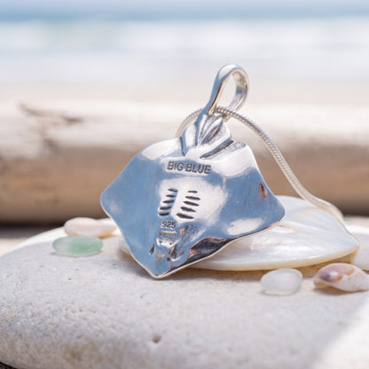 Stingray Pendant Necklace – Sealife Collection – Sterling Silver - Big Blue