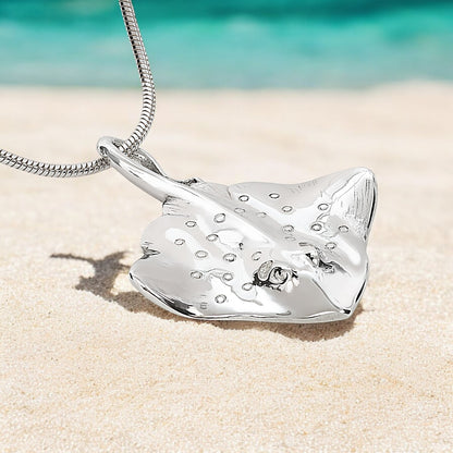 Stingray Necklace for Women Sterling Silver- Ray Necklace for Women, Sterling Silver Stingray Pendant, Stingray Jewelry, Scuba Diving Jewelry - Big Blue