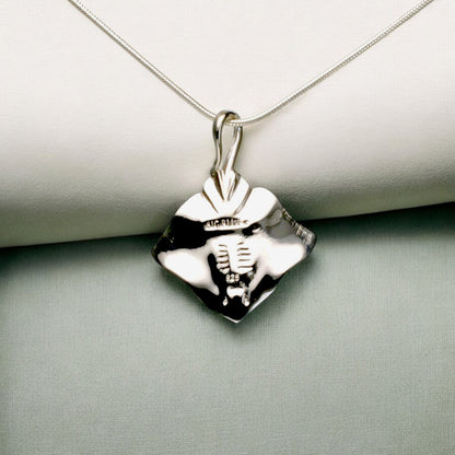 Stingray Necklace for Women Sterling Silver- Ray Necklace for Women, Sterling Silver Stingray Pendant, Stingray Jewelry, Scuba Diving Jewelry - Big Blue