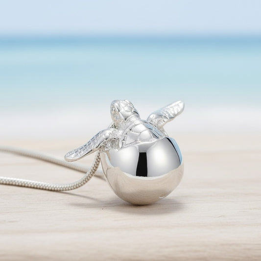 Baby Sea Turtle Hatchling Necklace – "Hope" - Sterling Silver